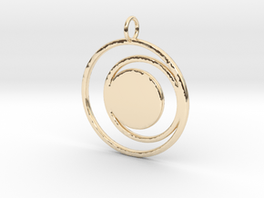 Abstract Two Moons Pendant Charm in 14K Yellow Gold