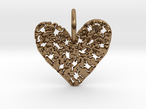 Keith Haring Heart Pendant in Natural Brass