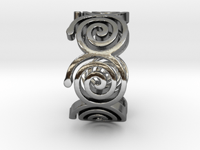 Seven Spirals Ring in Fine Detail Polished Silver: 7 / 54