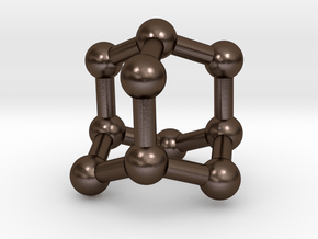 0628 Adamantane (Ball-and-stick model without H) in Polished Bronze Steel