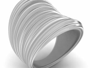 Stretch Texture Wide Ring  in Polished Silver