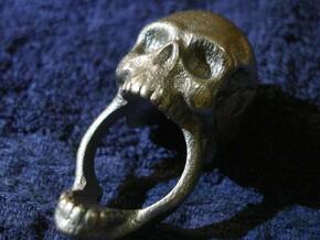 Skull Ring (size 12) 21,3mm in Polished Bronzed Silver Steel