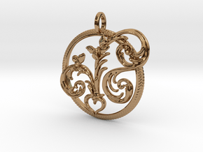 Swedish love peace folk art necklace pendant  in Polished Brass