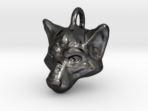 Wolf Pendant in Polished and Bronzed Black Steel