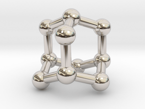 0628 Adamantane (Ball-and-stick model without H) in Rhodium Plated Brass