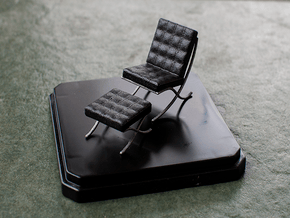 Miniature Barcelona Chair - Ludwig Van Der Rohe in White Natural Versatile Plastic: 1:24