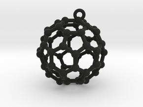BuckyBall C60 Earring, Silver, 1.7cm in Black Natural Versatile Plastic