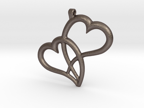 Hearts Pendant in Polished Bronzed Silver Steel