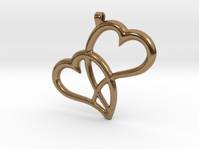 Hearts Pendant in Natural Brass