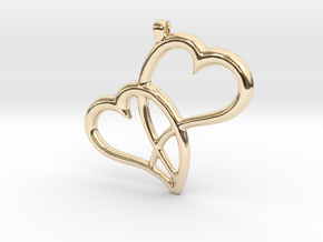 Hearts Pendant in 14k Gold Plated Brass