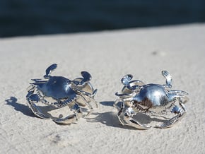 Blue Crab Cufflinks in Natural Silver