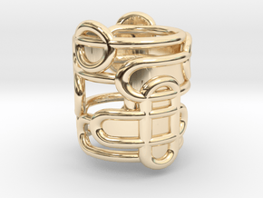 Half Interaction Ring - Size 54 in 14k Gold Plated Brass