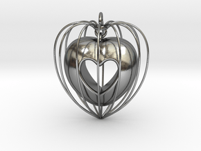 Heart Pendant in Polished Silver (Interlocking Parts)