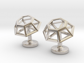 Geometric Cufflinks in Rhodium Plated Brass