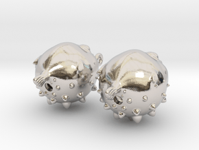 Blowfish Earrngs Hooked in Platinum