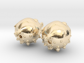 Blowfish Earrngs Hooked in 14k Gold Plated Brass