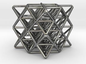 64 sided tetrahedron grid in Polished Silver