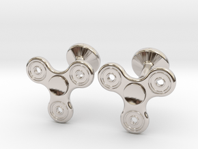 Fidget Spinner Cufflinks - SMALL in Rhodium Plated Brass
