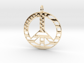 American USA Flag Peace Symbol Pendant Charm in 14K Yellow Gold