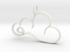 Curvy Cloud Pendant Charm in White Natural Versatile Plastic