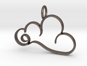 Curvy Cloud Pendant Charm in Polished Bronzed Silver Steel