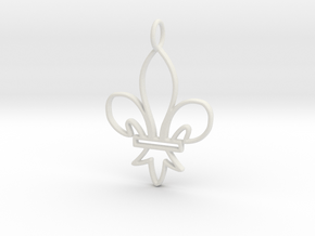 Fleur De Lis Symbol Stylized Lily Pendant Charm in White Natural Versatile Plastic