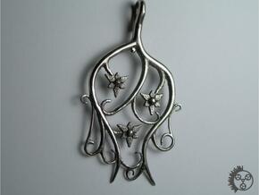 Tendril Pendant in Polished Bronzed Silver Steel