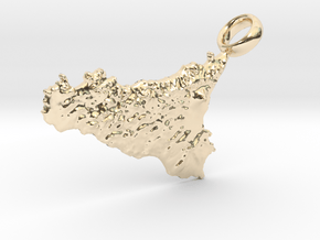 Sicily Realistic Keychain [with custom text] in 14k Gold Plated Brass
