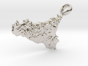 Sicily Realistic Keychain [with custom text] in Rhodium Plated Brass