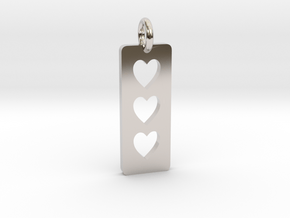 Triple heart Pendant - Cutout Collection in Rhodium Plated Brass