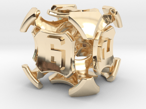 Quantum Dice D6  in 14k Gold Plated Brass