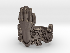 Manus Ring in Polished Bronzed Silver Steel: 10 / 61.5