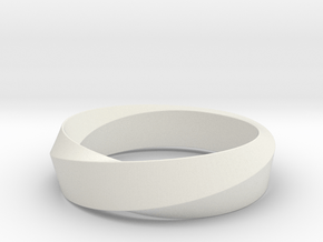 Mobius Wide Ring (Size 8) in White Natural Versatile Plastic