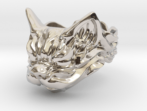 Fu Cat (Komaneko) Ring in Rhodium Plated Brass: 13 / 69