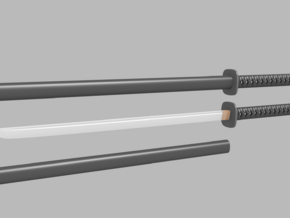 Katana - 1:6 scale - Straight Blade - Tsuba in Smooth Fine Detail Plastic