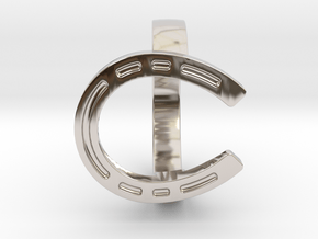 Protection ring @Horseshoe@ in Rhodium Plated Brass: 6 / 51.5