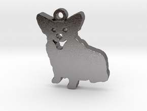 Smiling Corgi (with ring) in Polished Nickel Steel