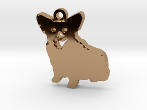 Smiling Corgi (with ring) in Polished Brass