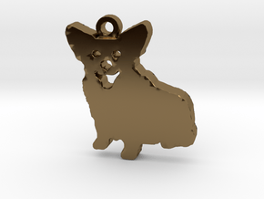 Smiling Corgi (with ring) in Polished Bronze