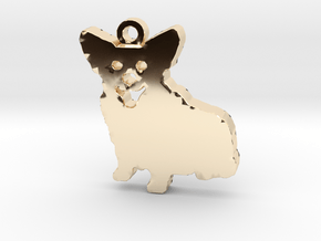 Smiling Corgi (with ring) in 14k Gold Plated Brass