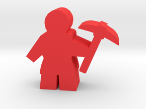 Game Piece, Worker with pickaxe in Red Processed Versatile Plastic