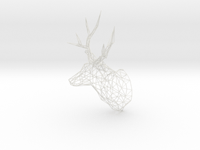 Original XL 3D Printed Stag Deer Polygon Trophy He in White Natural Versatile Plastic