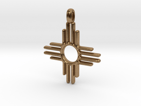 Zia Sun Native American Symbol Jewelry Pendant 2.5 in Natural Brass