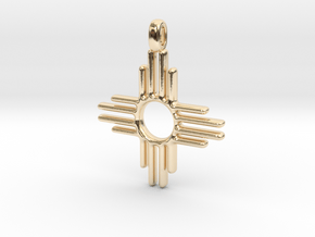 Zia Sun Native American Symbol Jewelry Pendant 2.5 in 14k Gold Plated Brass