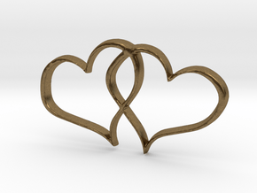 Double Hearts Interlocking Freehand Pendant Charm in Natural Bronze