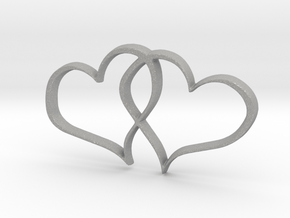 Double Hearts Interlocking Freehand Pendant Charm in Aluminum