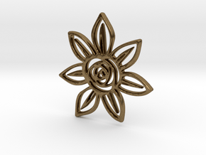 Abstract Rose Flower Pendant Charm in Natural Bronze