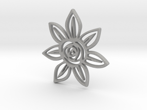 Abstract Rose Flower Pendant Charm in Aluminum