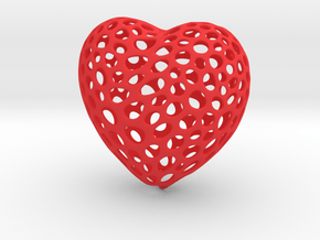 Voronoi Heart in Red Processed Versatile Plastic