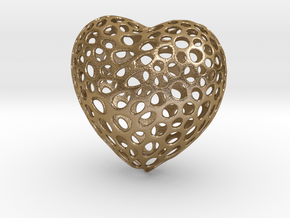 Voronoi Heart in Polished Gold Steel